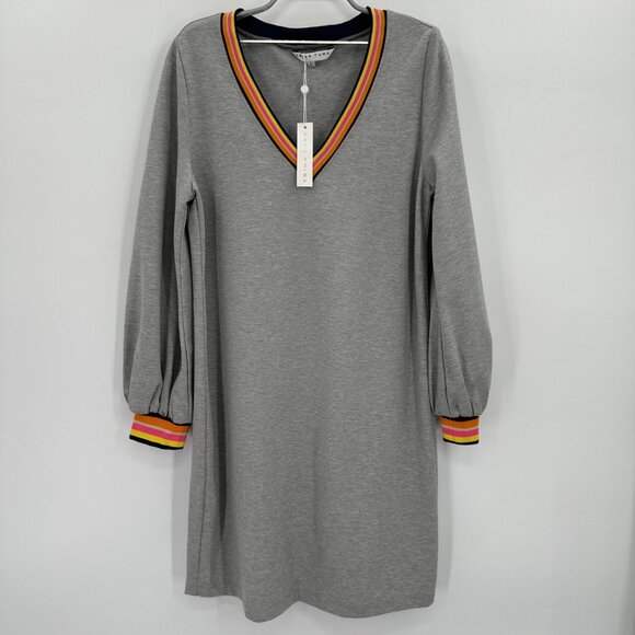 Trina Turk Dresses & Skirts - Trina Turk Light Heather Grey Boca Raton T-Shirt Dress sz L Rayon Long Sleeve